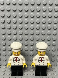 LEGO Lot of 2 Chef Minifigures (one with bite marks on head and marker) - Picture 1 of 4