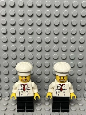 LEGO Lot of 2 Chef Minifigures (one with bite marks on head and marker) - Image 1 of 4