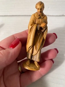 Vintage Anri Italy Kuolt Wood Carved Joseph Nativity Piece 3" Scale - Picture 1 of 2