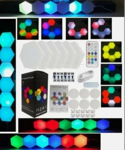 Fun gift 6 Hexagon App Controlled wall Light Panels, RGBIC Smart Hexagon - Picture 1 of 6