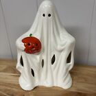 Vintage Ceramic Ghost Holding A Pumpkin Ghost Figurine Jack-O-Lantern Taiwan 