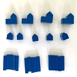 Settlers of Catan Set of Blue Settlements Cities Roads Replacement Pieces - Picture 1 of 1