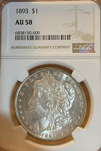1893 NGC AU58 PQ++ Morgan Silver Dollar
