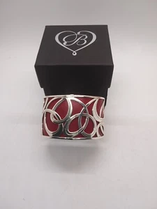 Brighton Christo Silver & Red Cuff Bracelet Red Leather Reverses To Pewter - Bild 1 von 4