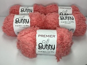Premier Yarns Bunny Yarn Skein Coral 7 Oz. New Lot Of 5 - Picture 1 of 4