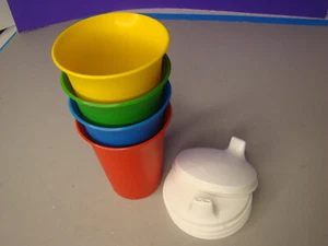 SET 4 TUPPERWARE Classic GLOCKENBECHER 109 Schnabler Sippie Verschluss Deckel 1552 - Bild 1 von 7