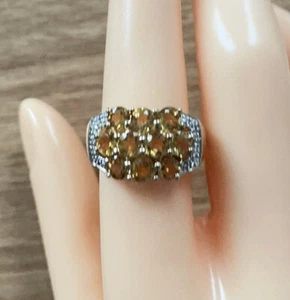 9ct Yellow Gold Yellow Topaz Cluster Ring, UK Size P 1/2, EU Size 56 1/2 - Picture 1 of 5