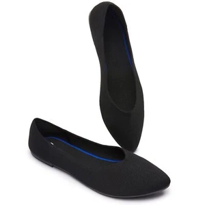 Women's Mesh shoes Black Comfortable Memory Foam Flats Shoes(Pointed Black.US 8) - Picture 1 of 6