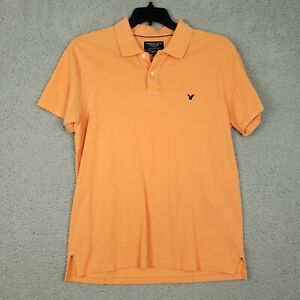 American Eagle The Eagle Polo Shirt Mens Size M Orange Logo Golf Short Sleeve