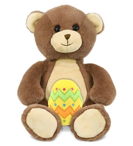 DolliBu Super Soft Cute Brown Bear with Yellow Easter Egg Plush - 10 Inches - Picture 1 of 5