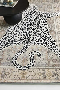 Leopard Rug Exotic Tiger Hand-Tufted Rug Wool Floral Jungle Decor Luxurious 8x10 - Picture 1 of 5