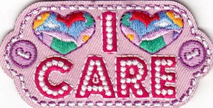 I CARE Bügelbild Patch Worte Sprüche Herzlich - Bild 1 von 2