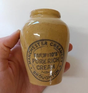 Old Hailwoods Pure Rich Cream Manchester Creamery Broughton cream pot c1890-1920 - Picture 1 of 23