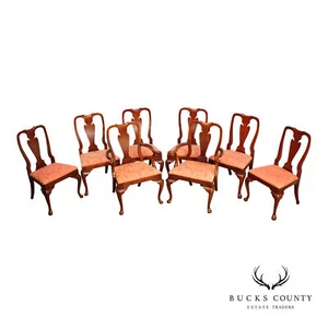 Hickory Chair Queen Anne Style Set of Eight Mahogany Dining Chairs - Picture 1 of 15