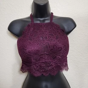 Pink Maroon Lace CAMI BRA Push Up BRALETTE Racer Sz S (D-DD) - Picture 1 of 8