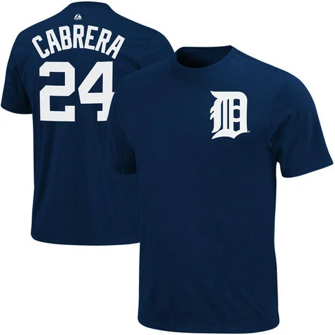Miguel Cabrera #24 Majestic MLB JERSEY/SHIRT Tigers Blue YOUTH XL 18-20 (NWT) Cover