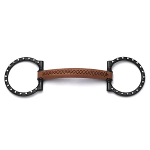 Cavalon D-Ring Soft Leather Silver Dotted Snaffle Bit - Picture 1 of 5