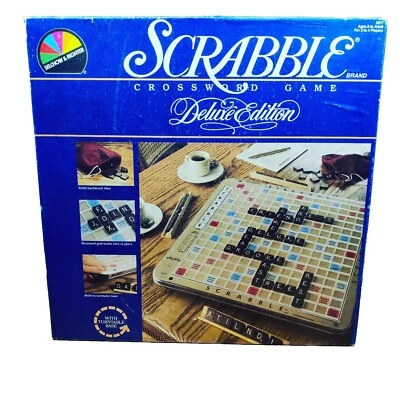 Scrabble Deluxe Edition Crossword Game *Cracks In Game Board See Pic - Image 1 of 4