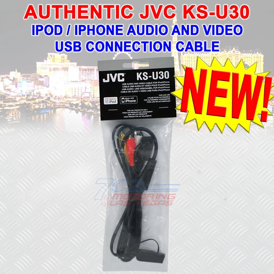 NEW JVC KS-U30 IPOD / IPHONE AUDIO AND VIDEO USB CONNECTION CABLE, AUTHENTIC JVC - Image 1 of 2