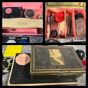 Antique Cutex Lot: Five Minute Set Tin & Traveling Manicure Set w/ Contents - Picture 1 of 8