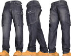 Mens Cargo Combat Jeans Work Athletic Jeans Gym Trousers Waist Side Big Pockets
