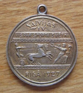 Rare Silver-gilt First Place Winner's Medal 4th Latvian Olympic Games 1927 Riga - Picture 1 of 4