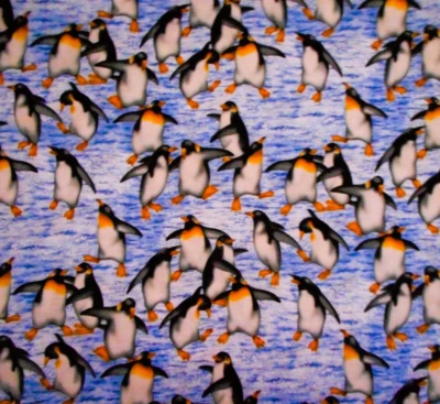 Quilt Fabric 1 1/2 Yard Playful Penguins Naturescapes Hoffman Cotton Animals Vtg - Image 1 of 2