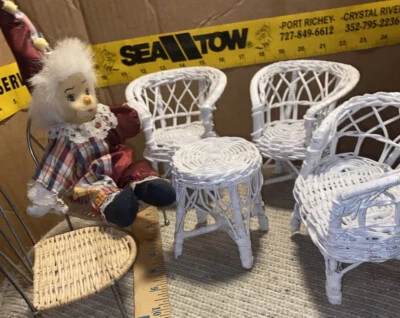 Lot Of Wicker Furniture Doll House Size 6 Pieces  - Image 1 of 4