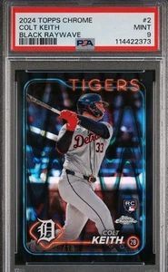 2024 Topps Chrome - Colt Keith #2 rifrattore Raywave nero /10 RC PSA 9 MT Rookie - Foto 1 di 2
