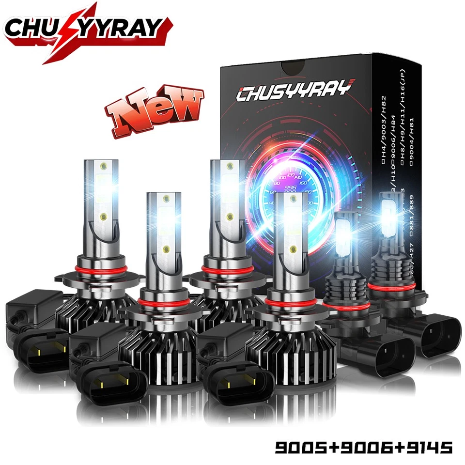 适用于克莱斯勒 PT Cruiser 2006 - 2010 LED 车头灯 + 雾灯组合 6x 灯泡套件 — 第 1/4 张图片