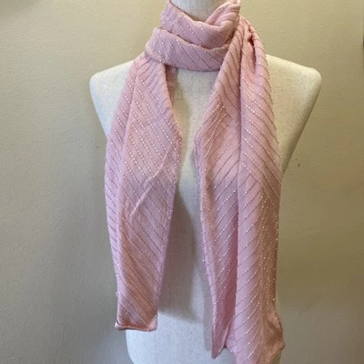 Cachecol Ann Taylor rosa lindamente frisado novo com etiquetas 100% seda - Imagem 1 de 4