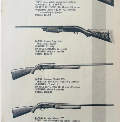 Escopetas modelo Ithaca & Savage 1950 anuncio armas de fuego de colección DWV11C Foto 1 de 2