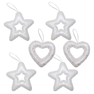Decorazione Da Appendere Per Albero Di Natale 6 Pezzi Cuore E Stelle 7cm - Foto 1 di 2