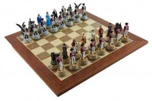 American War of Independence Hand Painted Chessmen Set & Inlaid Board - Picture 1 of 7