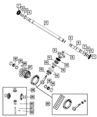 Kit de engranajes de piñón y anillo delantero Dodge Durango 2004-2009 genuino Mopar 5102024AA Foto 1 de 4