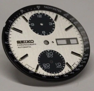 White Dial With Black Tachymeter Inner Dial Ring For Seiko Panda 6138-8020 - Picture 1 of 11
