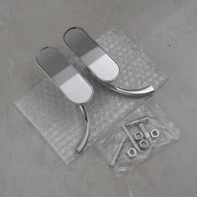 2x Espejos retrovisores cromados mini ovalados para motocicleta aptos para Harley Yamaha Universal Foto 1 de 4