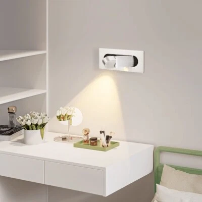 Accesorio empotrado de pared LED 3W luz de cabecera ajustable lámpara interruptor tienda Foto 1 de 4