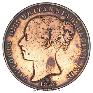 Jersey 1/13 shilling 1858 Victoria Cuivre pièce de Monnaie Royaume-Uni KM-3 - Picture 1 of 2