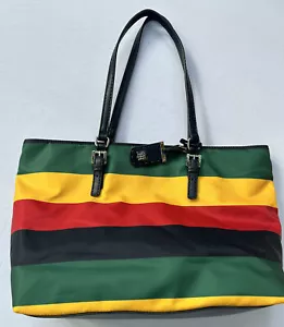 Tommy Hilfiger Damen-Tragetasche Canvas blau gelb rot grün gestreift - Bild 1 von 3