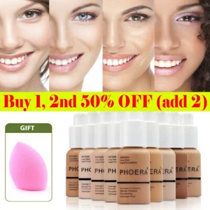 PHOERA Foundation Makeup Full Coverage Fast Base Brighten long-lasting Shade - Picture 1 of 16