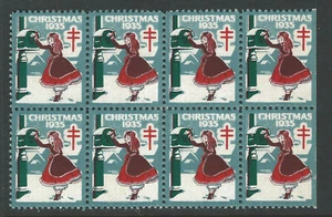 Bigjake: WX77 Block of 8, 1935 Christmas Seal - Picture 1 of 1