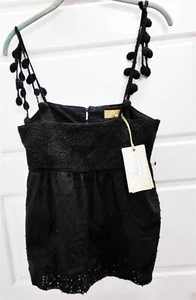 New Skemo Black Romantik Pom Pom Halter Top sz M - Picture 1 of 5