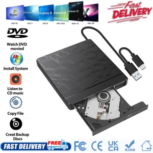 Slim External CD DVD RW Drive USB 3.0 for MacBook Pro Air iMac Windows 11/10/8/7 - Picture 1 of 14