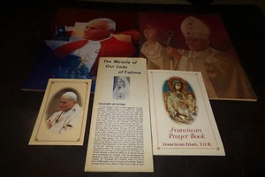 Lot 5 Vintage Catholic Pope Items Pope John Paul II 2 Visits Texas Prayer Book - Picture 1 of 11