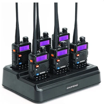 Six Way Universal Rapid Charger Desktop Power Supply + BAOFENG UV-5R LOT - Image 1 of 4