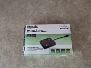 PLUGABLE USB 3.0 DUAL HEAD GRAPHICS GIGABIT ETHERNET ADAPTER USB3-3900DHE J3-4 - Picture 1 of 2