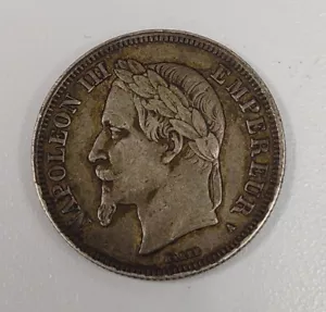 1866 FRANCE NAPOLEON III 2 FRANCS SILVER COIN! - Picture 1 of 4
