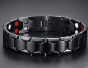 18mm Titanium Germanium Magnetic Energy Mens Bracelet Power Balance Gold Black - Picture 1 of 10