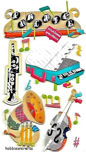 Music School Band Practice Piano Cello Trombone Flute Musical Jolee's 3D Sticker - Picture 1 of 1